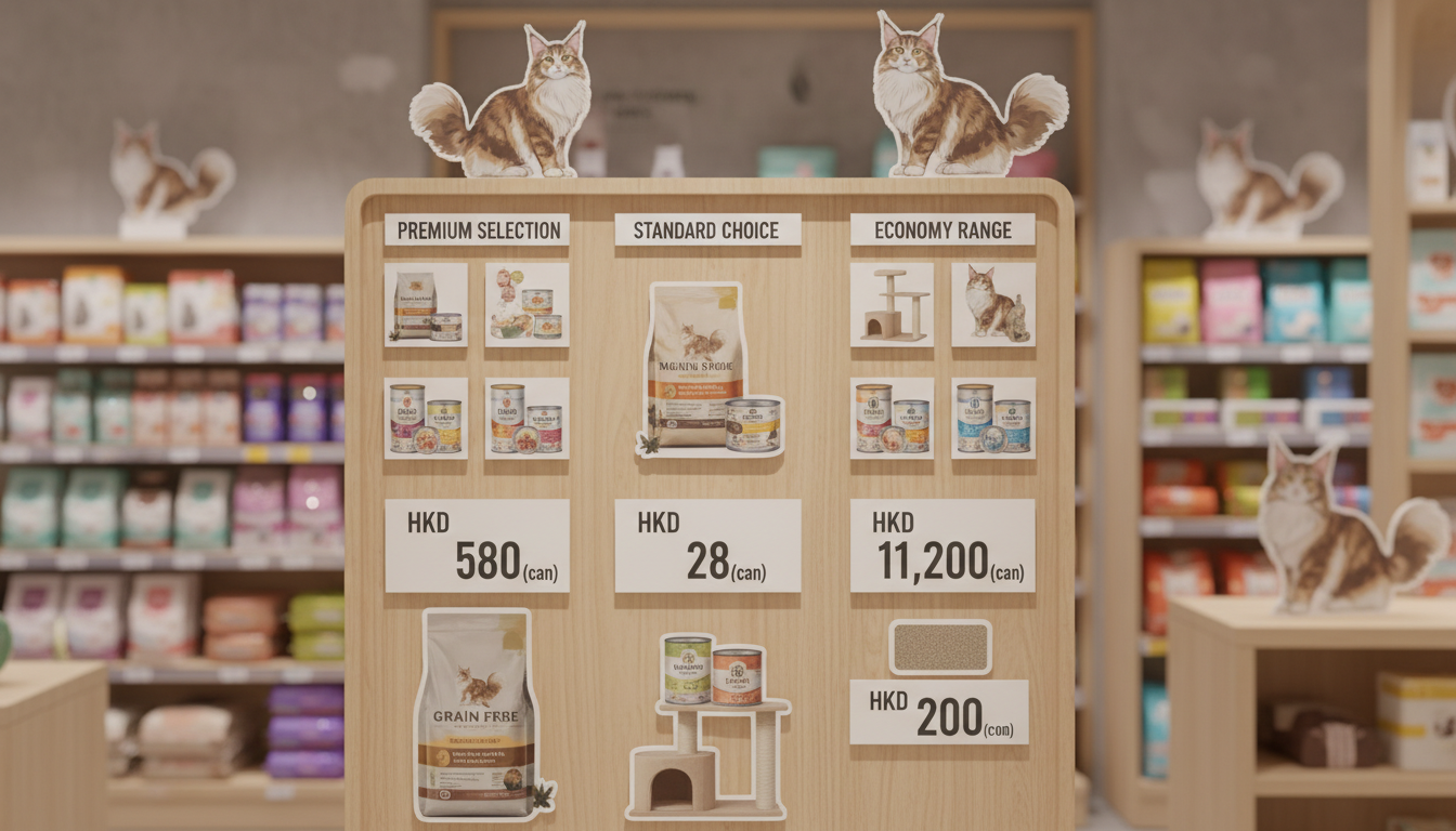 香港寵物店內緬因貓用品的展示，提醒飼主做好預算規劃