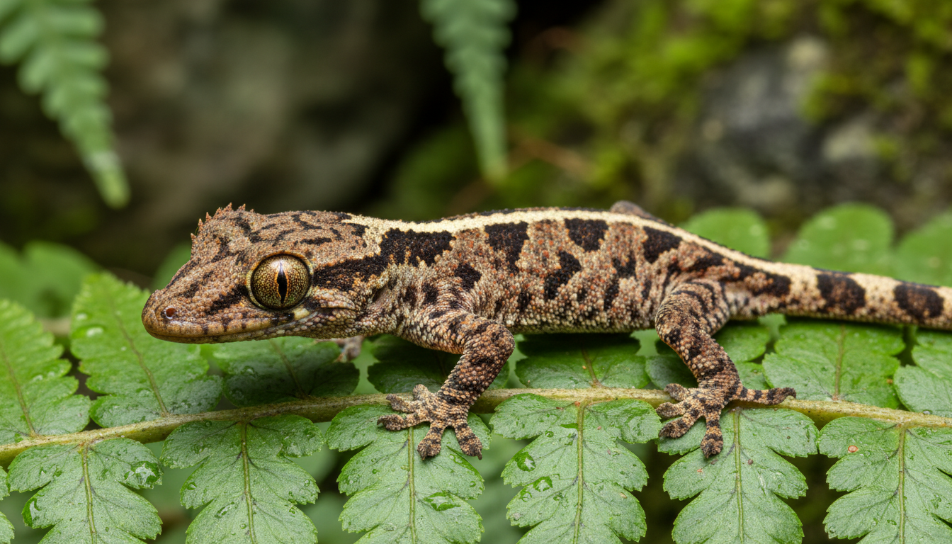 蘭卡風蕨守宮的典型外觀特徵展示
