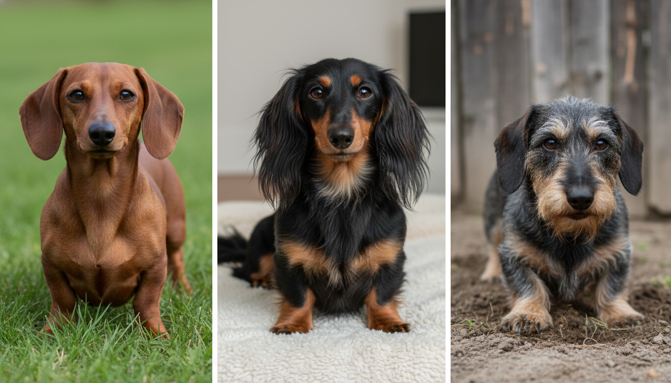 臘腸犬的三種毛髮類型及典型毛色展示