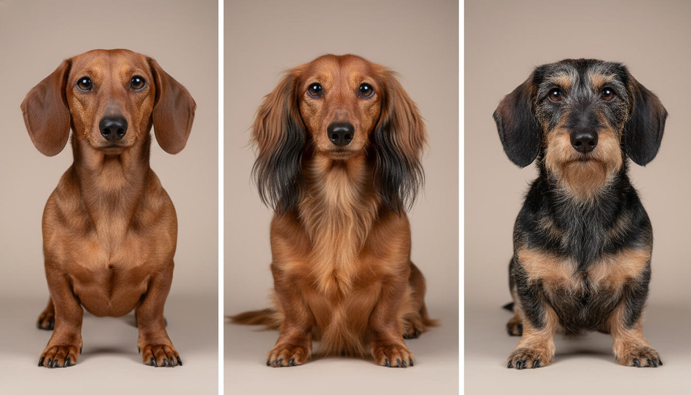 臘腸犬的三種毛髮類型及典型毛色展示