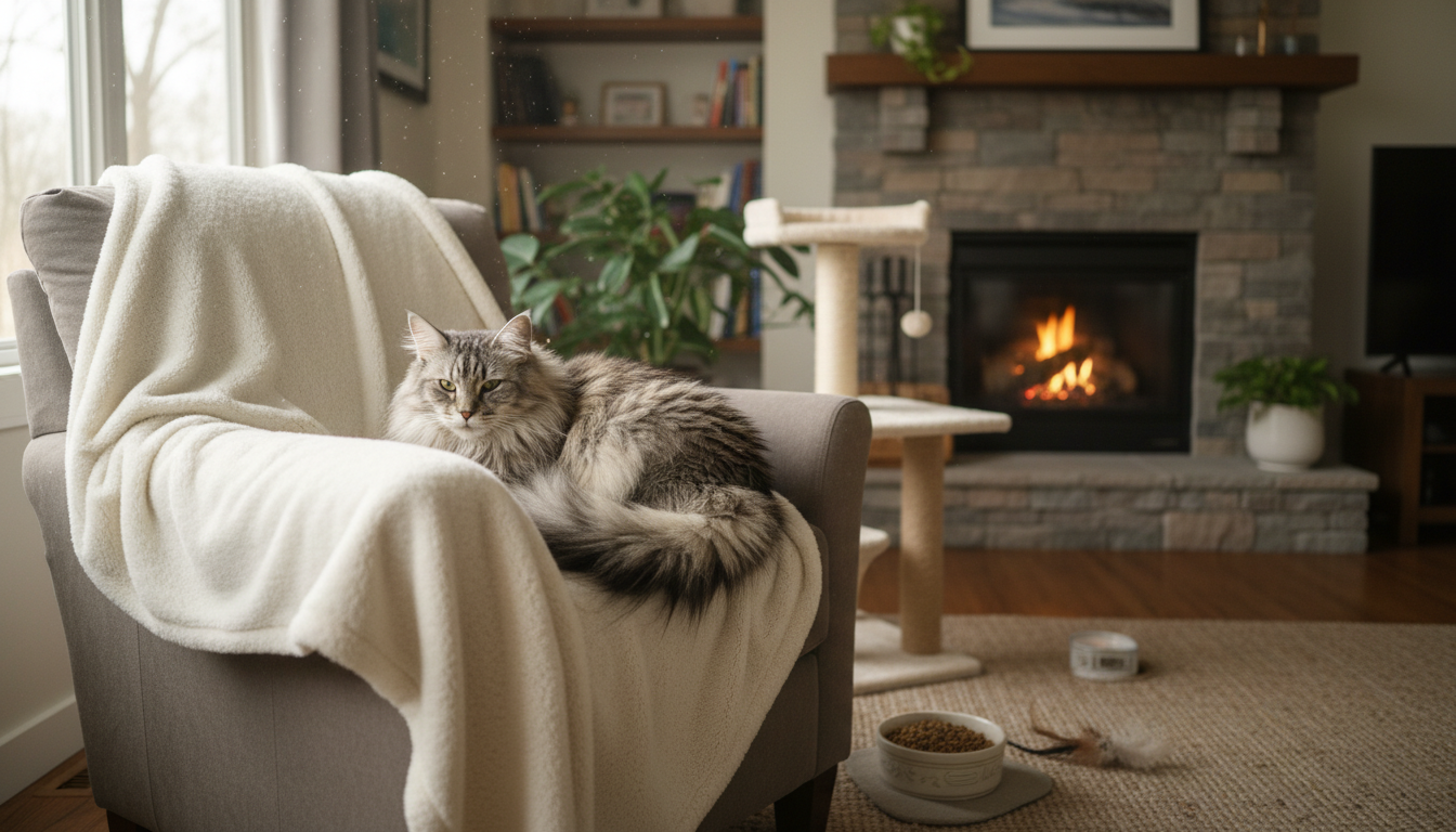 挪威森林貓在舒適的家中享受生活，展示飼養成本背後的價值