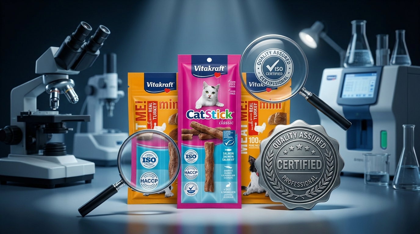 Vitakraft 信任認證展示圖，強調品質保證與專業認證